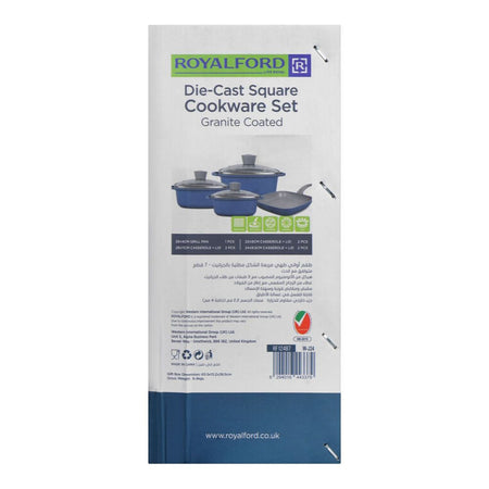 Royalford Granite Coated Die-Cast Square Cookware Set, 7-Pack, RF12487 - Image 3