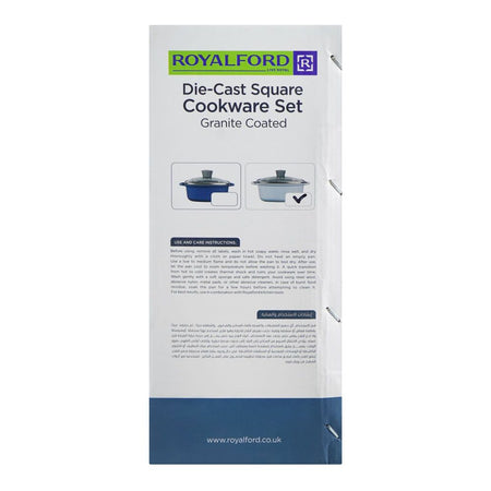 Royalford Granite Coated Die-Cast Square Cookware Set, 7-Pack, RF12487 - Image 4