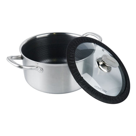 Homeway Stainless Steel Casserole Honey Comb With Lid, 24cm, HW3920 - Image 2