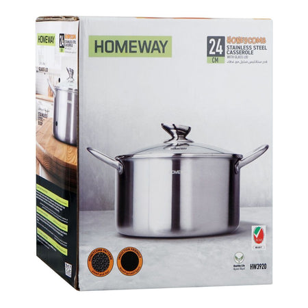 Homeway Stainless Steel Casserole Honey Comb With Lid, 24cm, HW3920 - Image 3