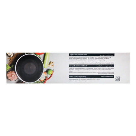 Homeway Stainless Steel Wok Pan Honey Comb With Lid, 26cm, HW3922 - Image 4
