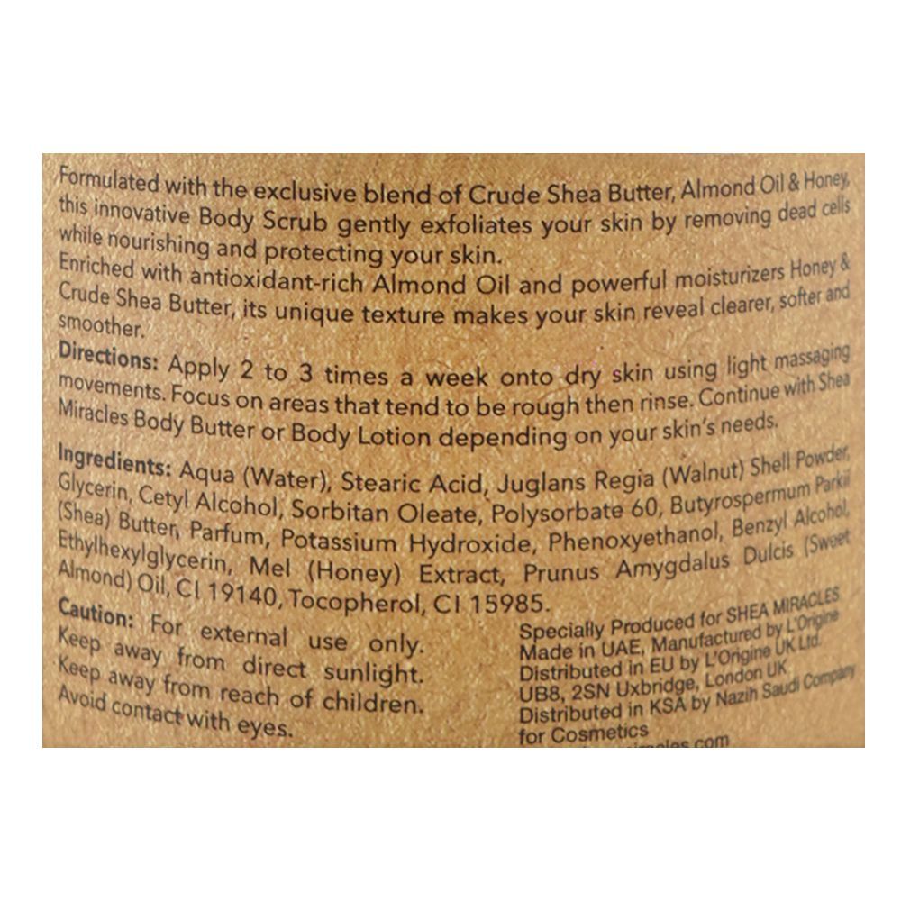 Shea Miracles She Butter, Almond Oil & Honey Body Scrub, For All Types Of Skin, 500ml - Image 4
