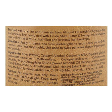 Shea Miracles She Butter, Almond Oil & Honey Shea Deep Hair Masque, For Damaged & Dry Hair, 500ml - Image 4