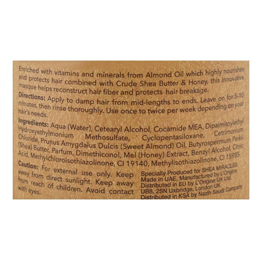 Shea Miracles She Butter, Almond Oil & Honey Shea Deep Hair Masque, For Damaged & Dry Hair, 500ml - Image 4