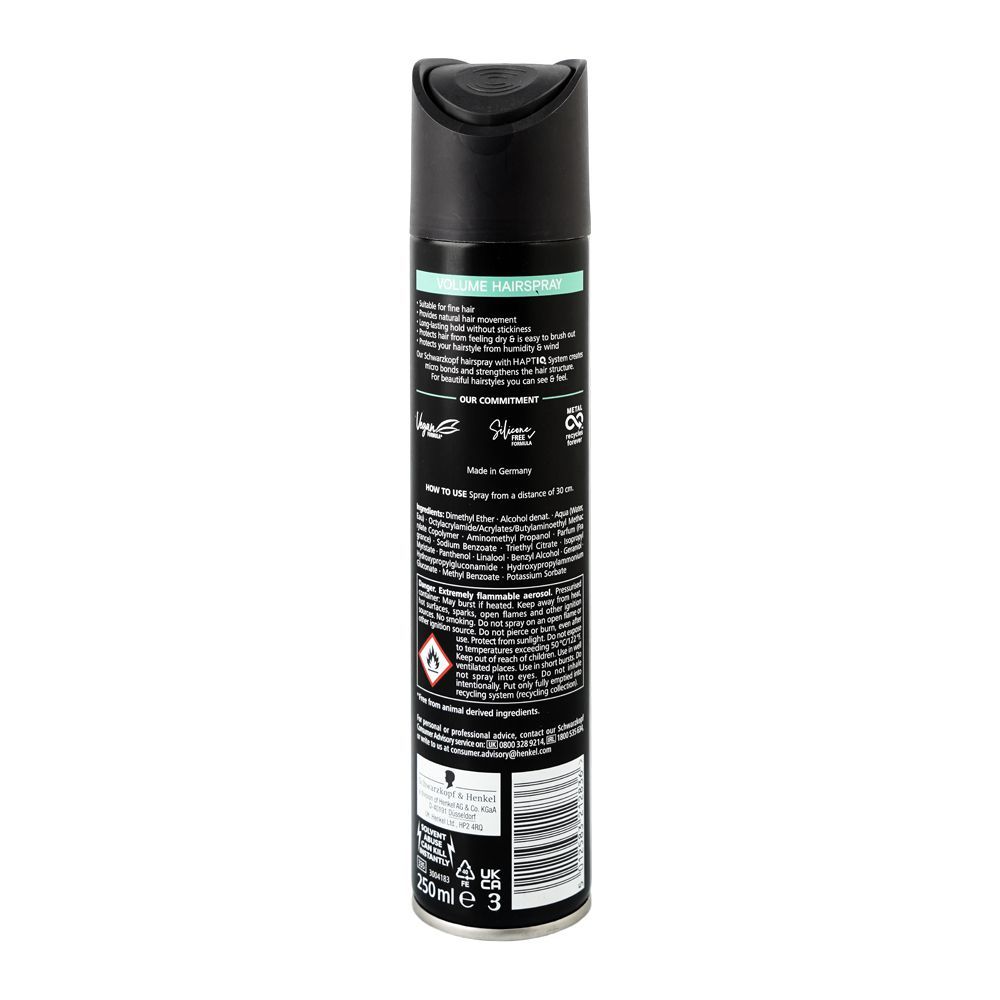 Schwarzkopf Volume Hold Level 4 Hair Spray, 250ml - Image 2