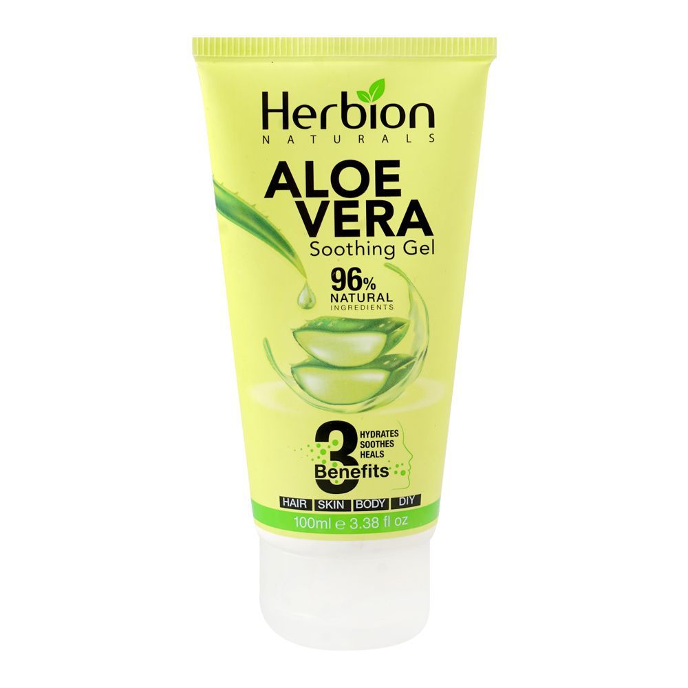 Herbion Naturals 96% Natural Aloe Vera Soothing Gel, Paraben & Fragrance Free, Glycerin, Citric Acid, 100ml - Main Image