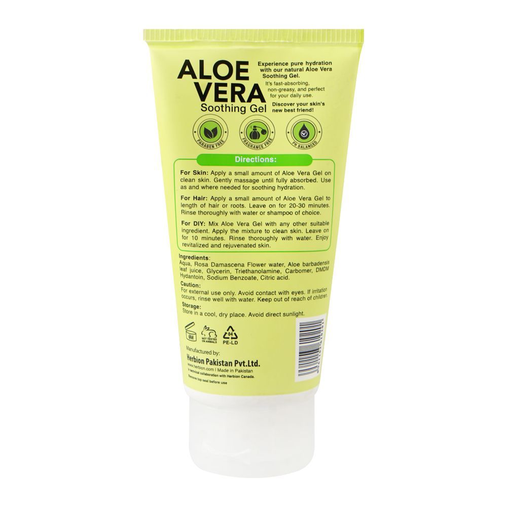 Herbion Naturals 96% Natural Aloe Vera Soothing Gel, Paraben & Fragrance Free, Glycerin, Citric Acid, 100ml - Image 2