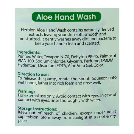 Herbion Naturals With Natural Aloe Extract Hand Wash, 260ml - Image 3