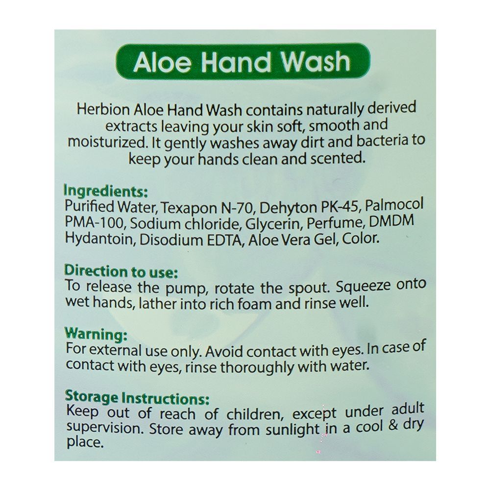 Herbion Naturals With Natural Aloe Extract Hand Wash, 260ml - Image 3