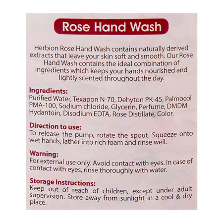 Herbion Naturals With Natural Rose Extract Hand Wash, 260ml - Image 3