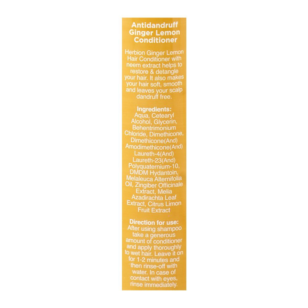 Herbion Naturals Antidandruff Ginger Lemon Conditioner, Glycerin, For Smooth Hair, 230ml - Image 3
