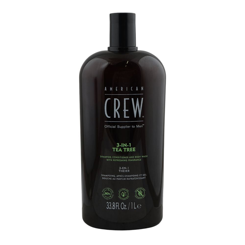 American Crew 3-In-1 Tea Tree Shampoo + Conditioner & Body Wash, For Men, Citric Acid, Salicylic Acid, For All Skin & Hair, 1 Liter - Main Image