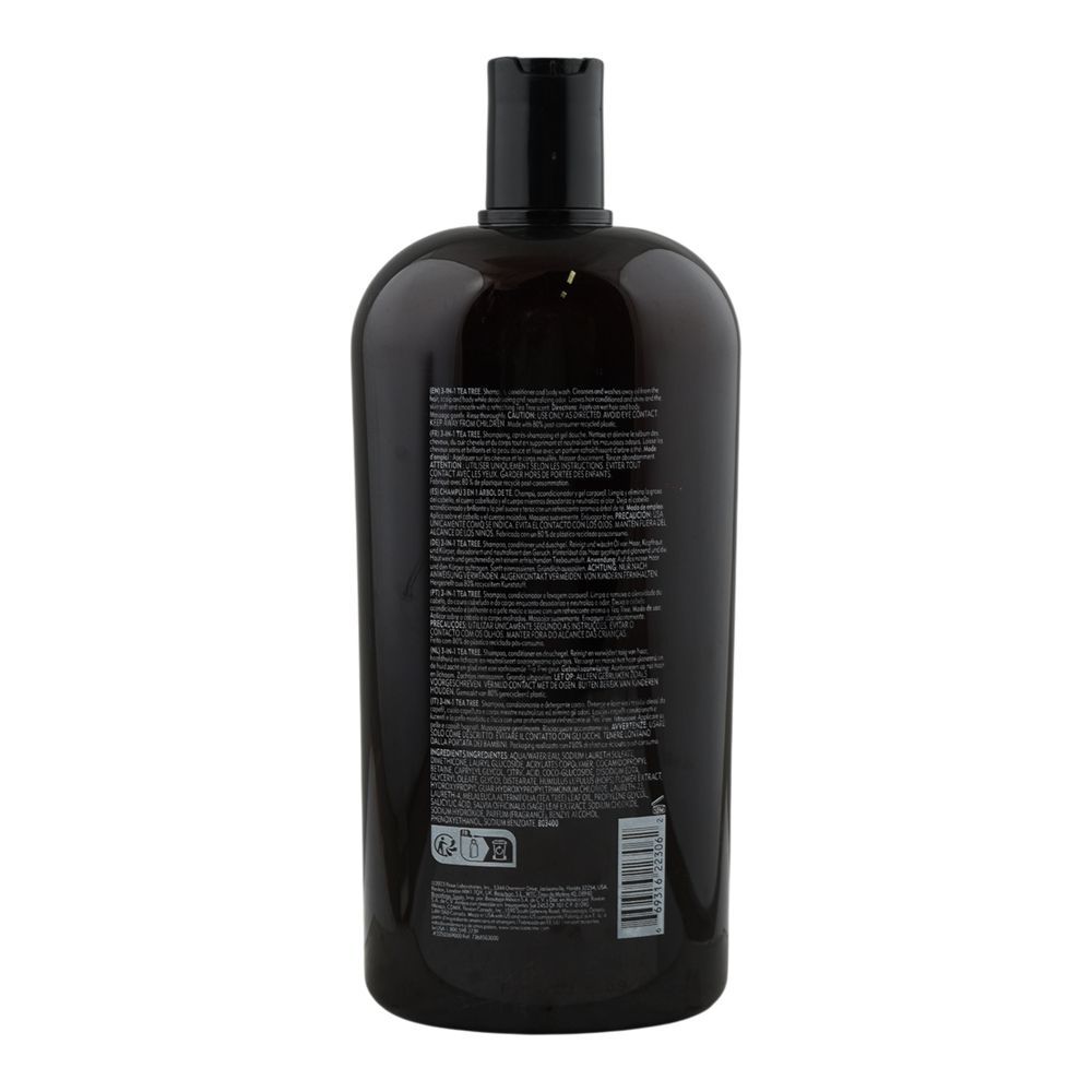 American Crew 3-In-1 Tea Tree Shampoo + Conditioner & Body Wash, For Men, Citric Acid, Salicylic Acid, For All Skin & Hair, 1 Liter - Image 2
