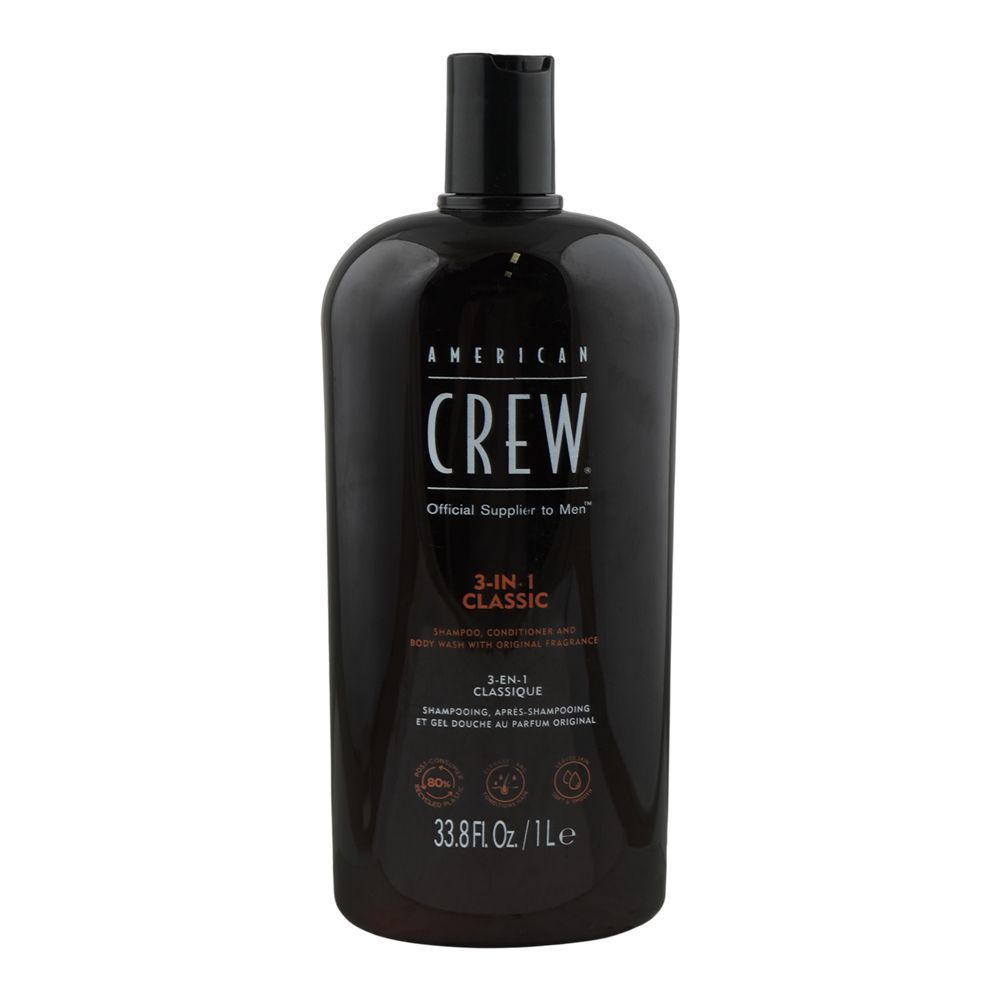 American Crew 3-In-1 Classic Shampoo + Conditioner & Body Wash, For Men, Citric Acid, Salicylic Acid, For All Skin & Hair, 1 Liter - Main Image