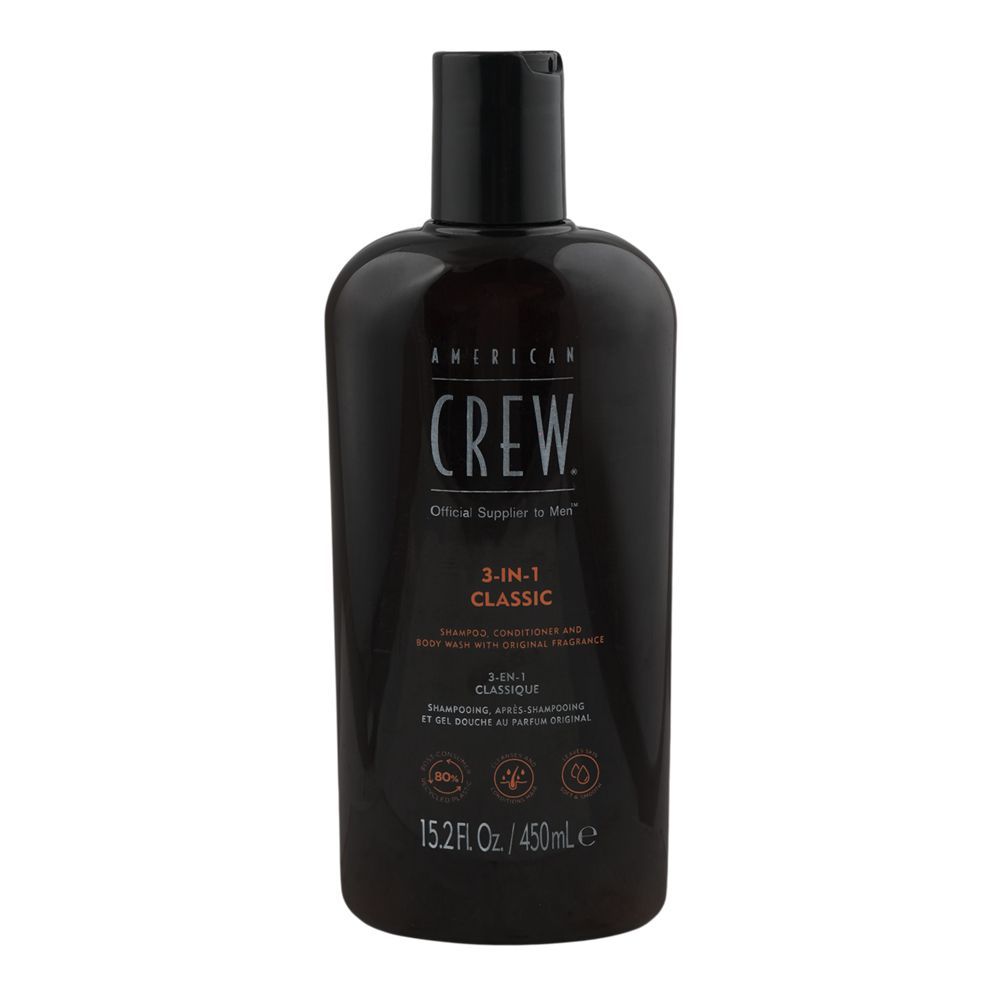 American Crew 3-In-1 Classic Shampoo + Conditioner & Body Wash, For Men, Citric Acid, Salicylic Acid, For All Skin & Hair, 450ml - Main Image