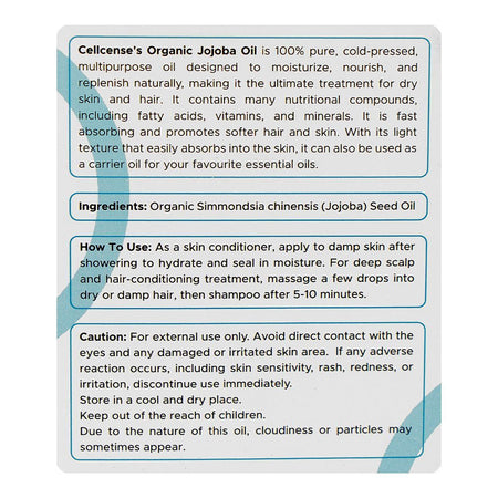 Cellcense Organic Jojoba Oil, For Dry & Rough Skin, 30ml - Image 5