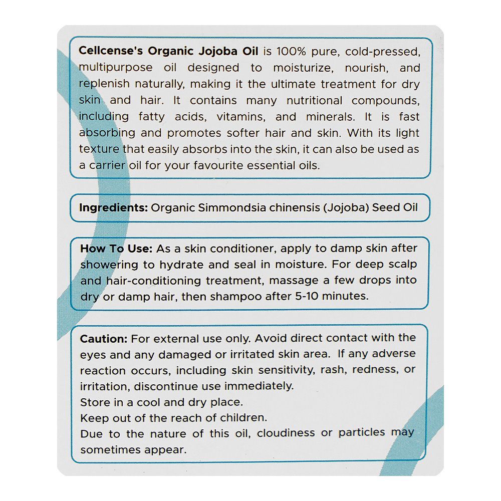 Cellcense Organic Jojoba Oil, For Dry & Rough Skin, 30ml - Image 5