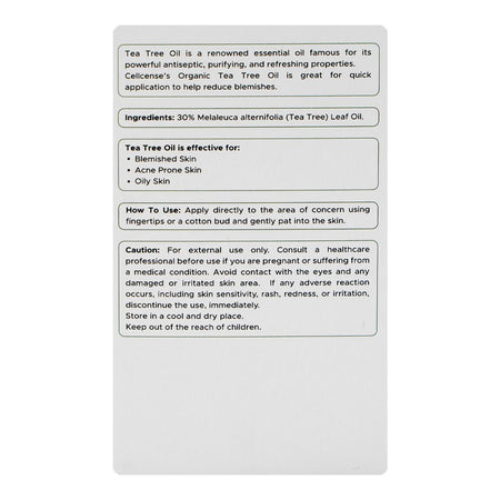 Cellcense Organic Tea Tree Oil, For Acne-Prone Skin, 30ml - Image 3