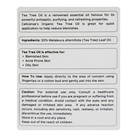 Cellcense Organic Tea Tree Oil, For Acne-Prone Skin, 30ml - Image 4