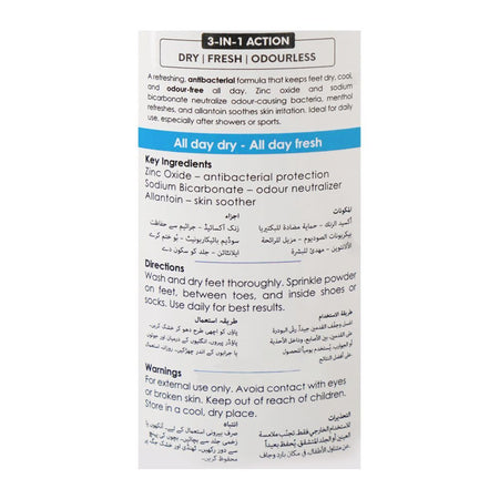 English 3-In-1 Action Happy Feet Foot Odour Powder, 110g - Image 3