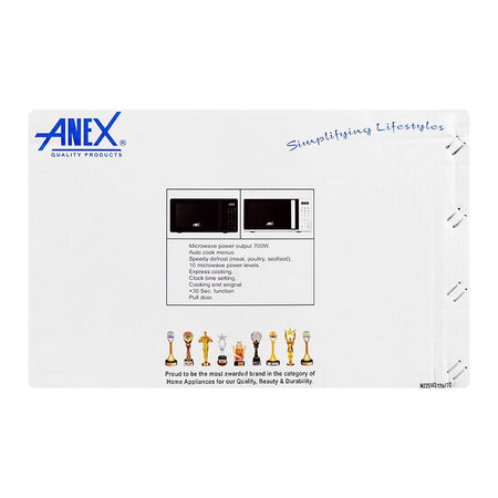 Anex Deluxe Microwave Oven, White, 700W, 20 Liters, AG-9029 - Image 4