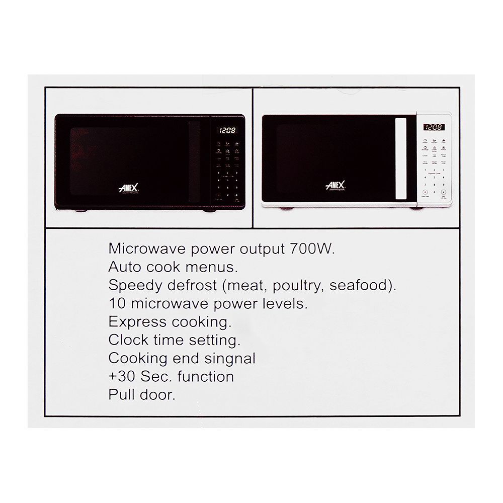 Anex Deluxe Microwave Oven, White, 700W, 20 Liters, AG-9029 - Image 5