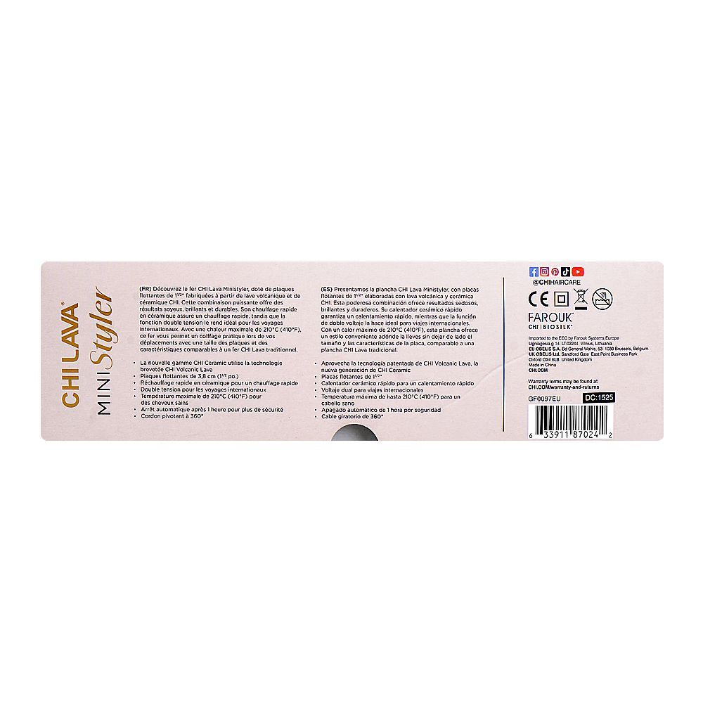CHI Lava Mini Styler Volcanic Lava Hair Styling Iron, 1 1/2-Inch, GF0097EU - Image 4