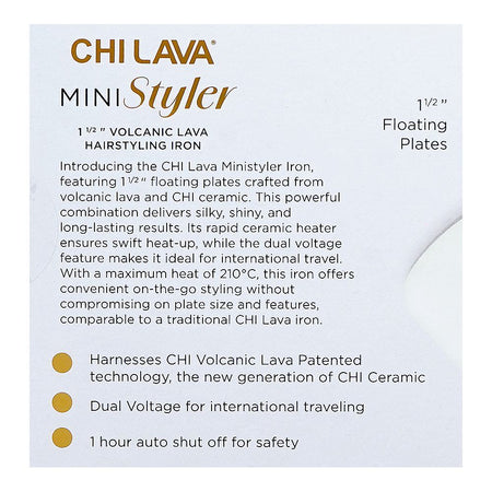 CHI Lava Mini Styler Volcanic Lava Hair Styling Iron, 1 1/2-Inch, GF0097EU - Image 7