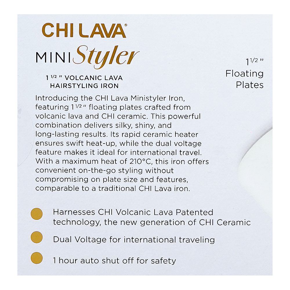 CHI Lava Mini Styler Volcanic Lava Hair Styling Iron, 1 1/2-Inch, GF0097EU - Image 7