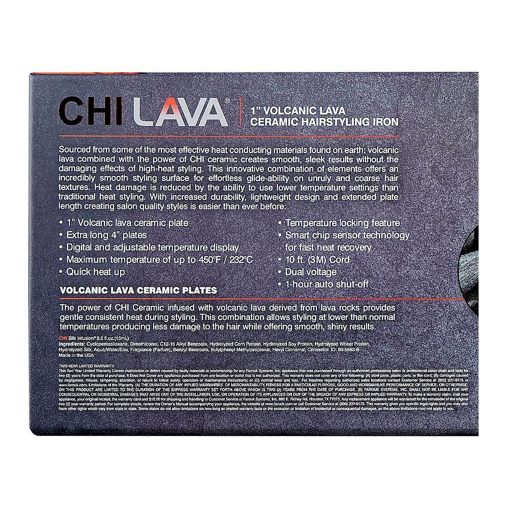 CHI Lava Volcanic Lava Ceramic Hair Styling Iron, 1-Inch, GF8215EU - Image 7