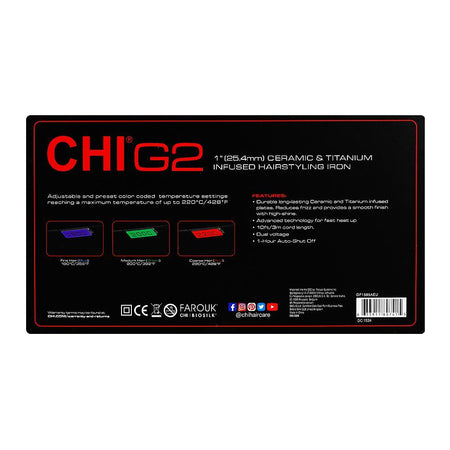 CHI G2 Ceramic & Titanium Infused Hair Styling Iron, 1-Inch, GF1595AEU - Image 3