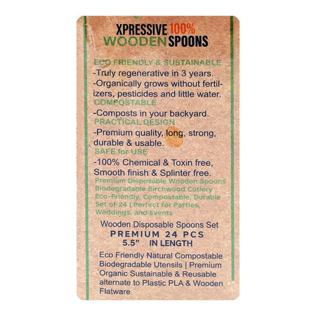 Safe Serve Disposable Wooden Spoons, 5.5 Inches Length, 24-Pack - Image 3
