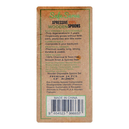 Safe Serve Disposable Wooden Spoons, 4.4 Inches Length, 24-Pack - Image 2