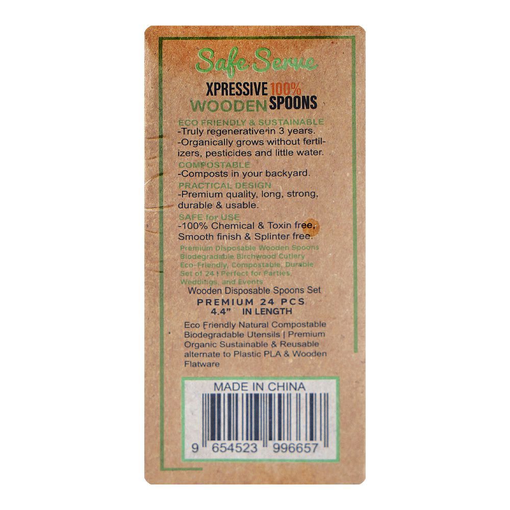 Safe Serve Disposable Wooden Spoons, 4.4 Inches Length, 24-Pack - Image 2