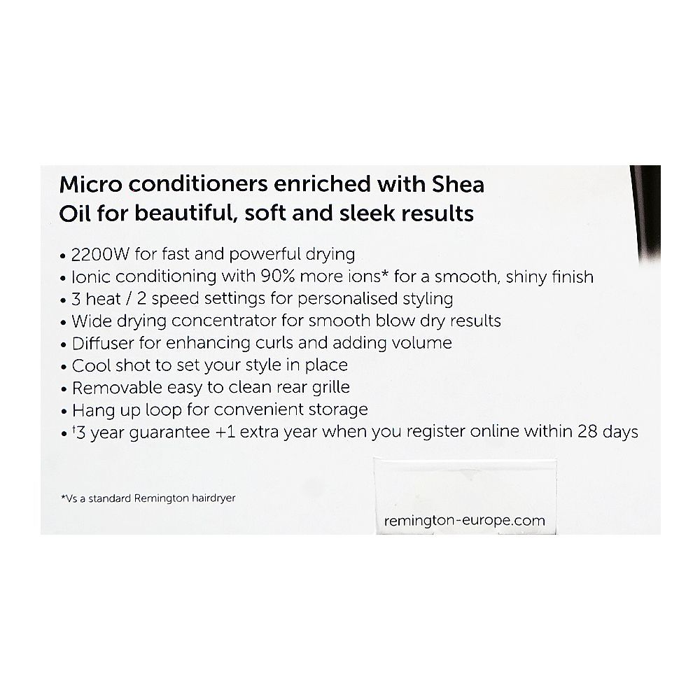 Remington Micro Conditioners Shea Oil Hairy Dryer, 2200W, D4740 - Image 6