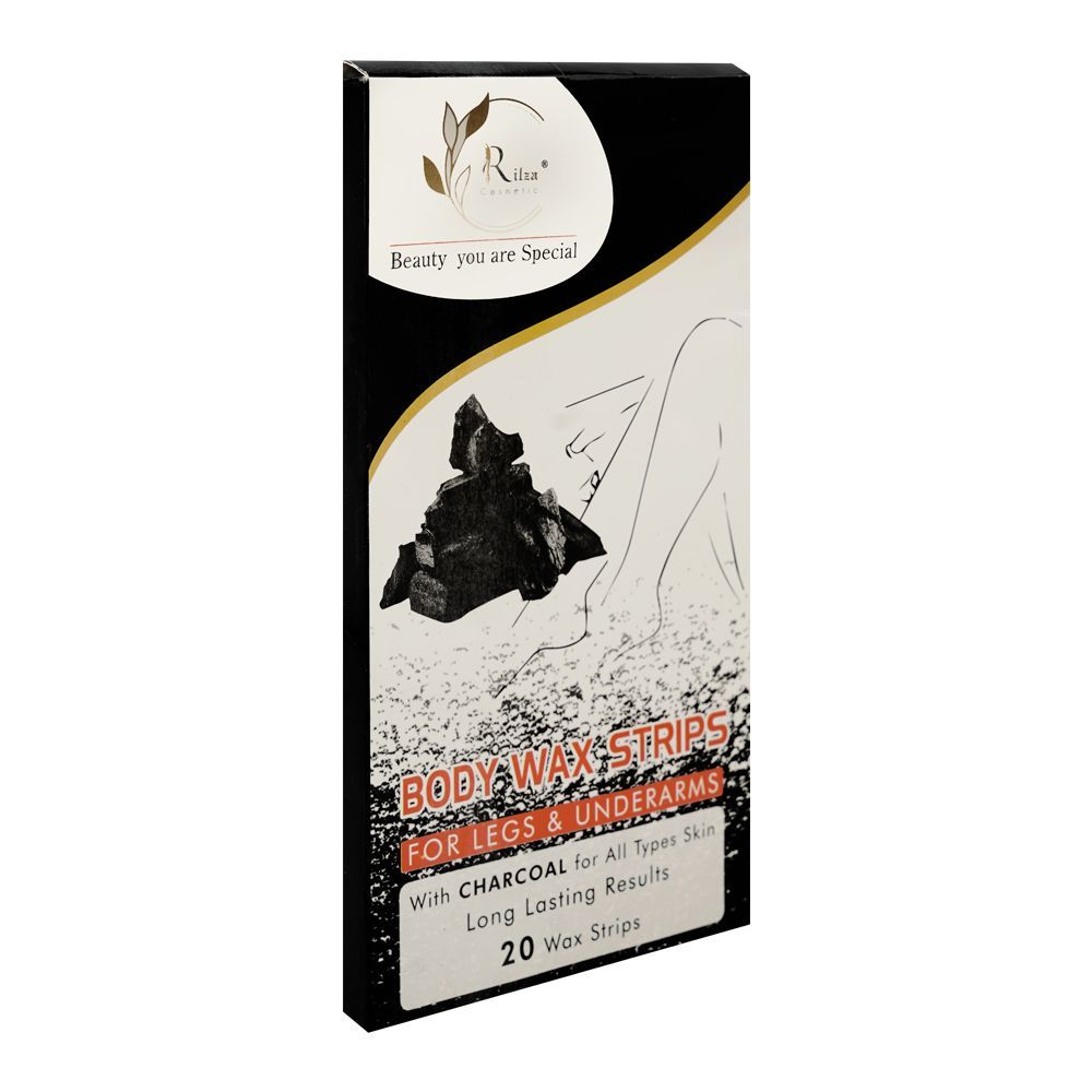 Rilza Charcoal Body Wax Strip For Legs & Underarms, 20-Pack - Main Image