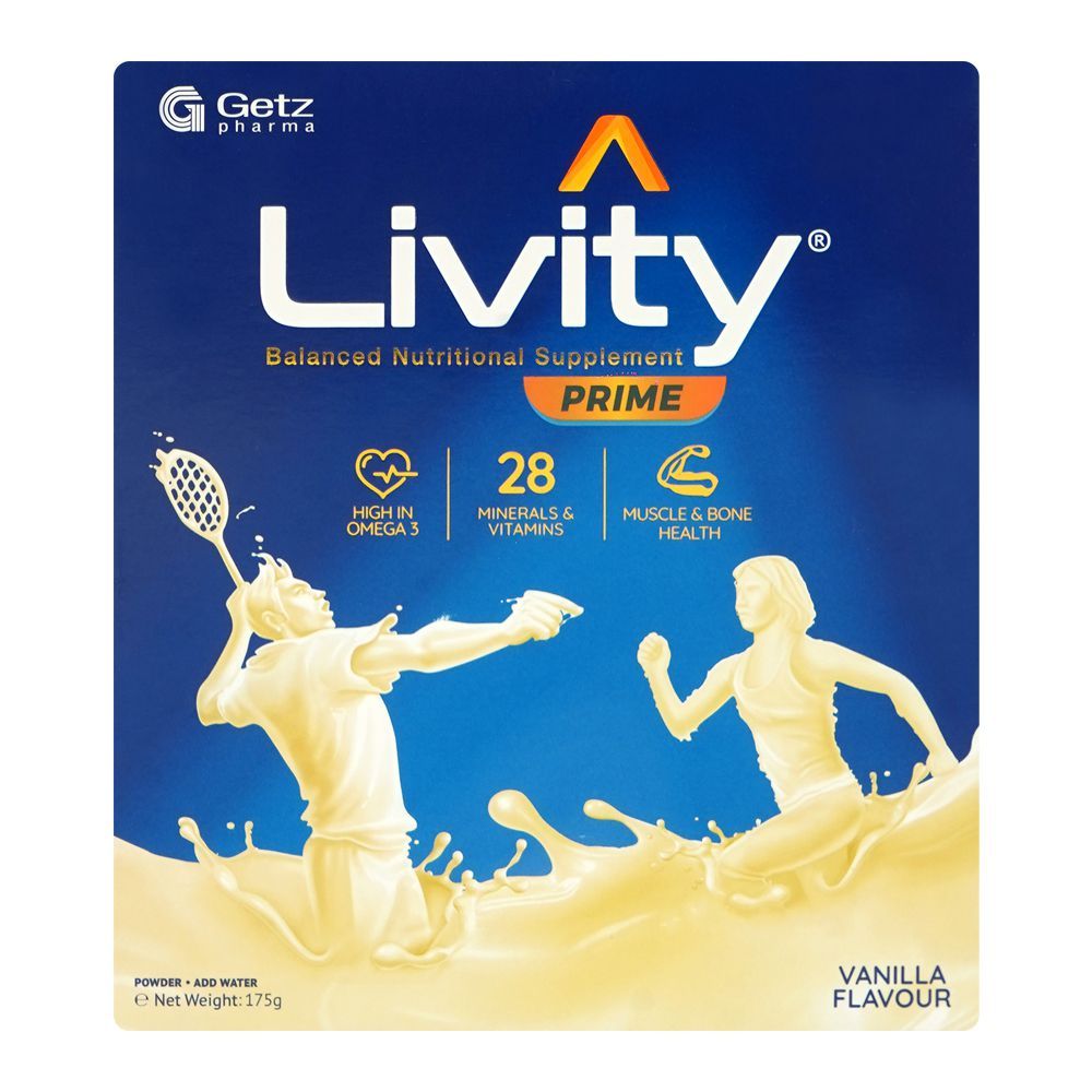 Getz Pharma Livity Prime Vanilla Powder, 175g Box - Main Image