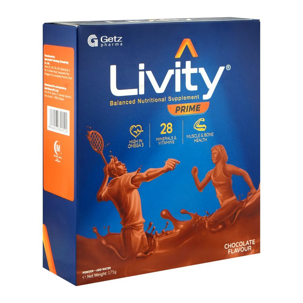 Getz Pharma Livity Prime Chocolate Powder, 175g Box - Main Image
