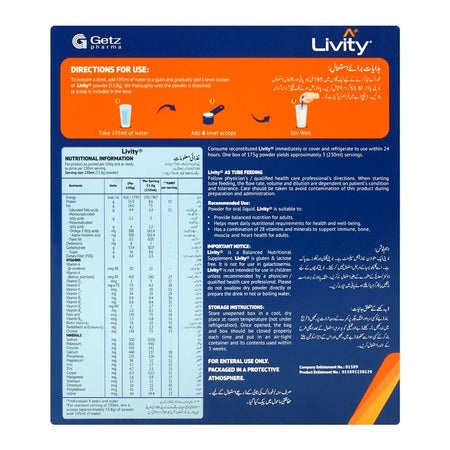 Getz Pharma Livity Prime Chocolate Powder, 175g Box - Image 2