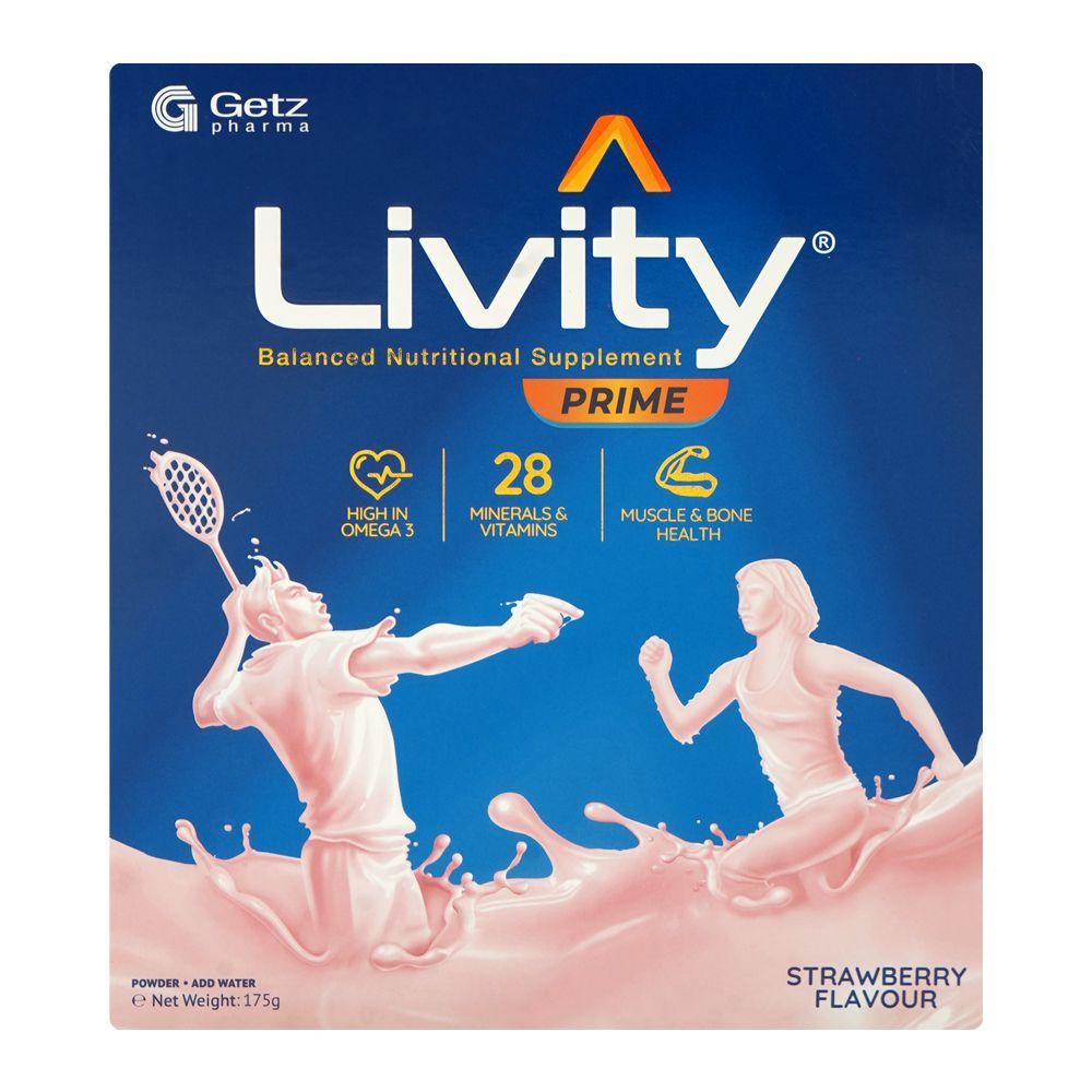 Getz Pharma Livity Prime Strawberry Powder, 175g Box - Main Image