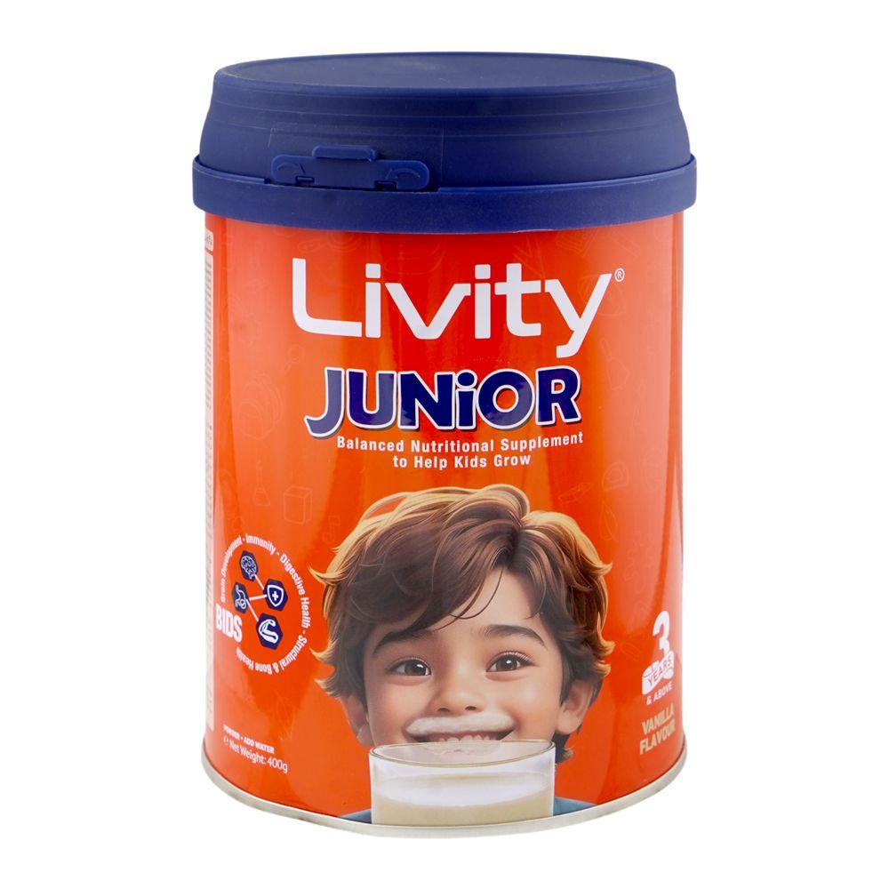 Getz Pharma Livity Junior Vanilla Powder, For 3 Years & Above, 400g Tin - Main Image