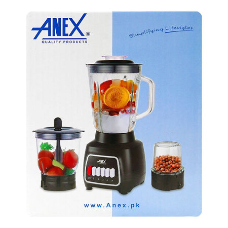 Anex Deluxe Juicer Blender Grinder, 500W, 220-240V, Black, AG-6137GL - Image 3