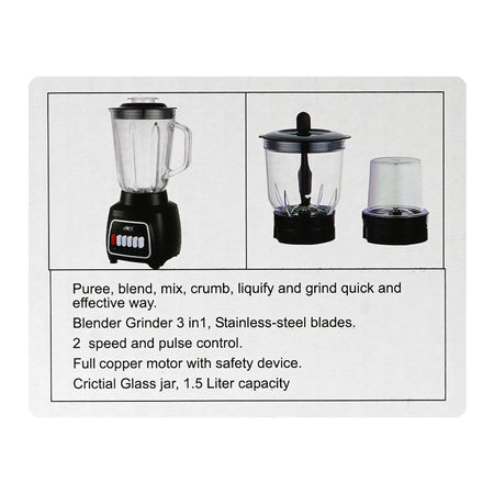 Anex Deluxe Juicer Blender Grinder, 500W, 220-240V, Black, AG-6137GL - Image 5