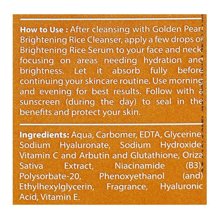 Golden Pearl Brightening Rice Serum, Paraben & Sulfate Free, Hyaluronic Acid, For Skin Brightening, 30ml - Image 4