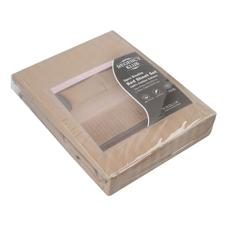 Regency Klub Double Bedsheet Set, Sage, Cotton, 220TC Stripe Satin, 3-Pieces, 230 X 250cm - Main Image