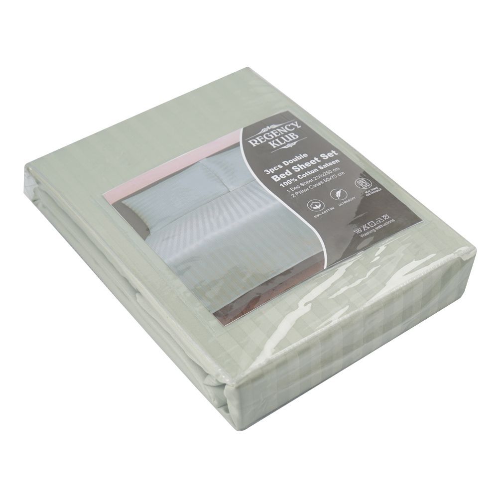 Regency Klub Double Bedsheet Set, Bronze, Cotton, 220TC Stripe Satin, 3-Pieces, 230 X 250cm - Main Image