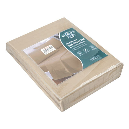 Regency Klub Double Bedsheet Set, Beige, Cotton, 250TC Box Satin, 3-Pieces, 220 X 250cm - Main Image