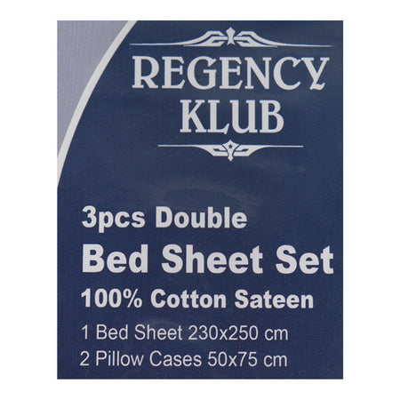 Regency Klub Double Bedsheet Set, Cotton, White Base With Grey Flowers, TC-144, 3-Pieces, 230 X 250cm - Image 2