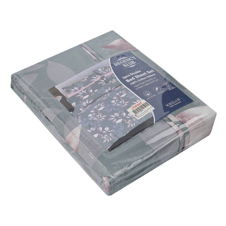 Regency Klub Double Bedsheet Set, Purple, Cotton Leaf, TC-144, 3-Pieces, 230 X 250cm - Main Image
