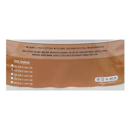 Rene's Collection Waterproof Mattress Pad, White, Poly Cotton, 132TC, 120 X 200cm - Image 2